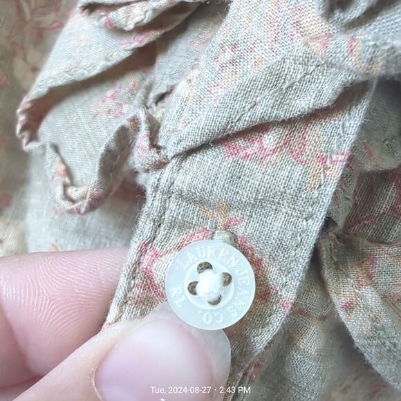 Ralph Lauren Button Up Womens L Top Country Cottagecore Boho Tan Floral Granny - Picture 6 of 8